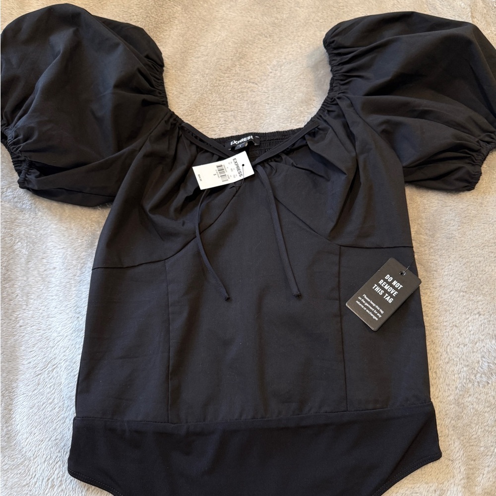 Express Black Puff Sleeve Blouse